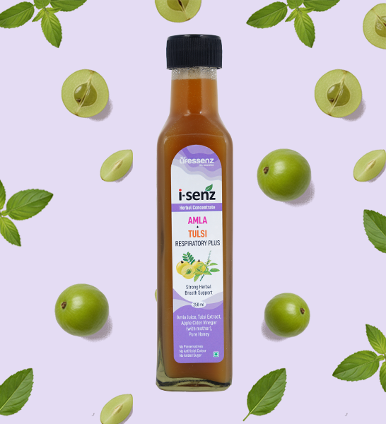 Amla and tulsi blend with ACV and honey to support respiratory strength, immunity, and calm wellness