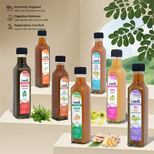 Balanced Handmade Drinks formulation of amla, tulsi, ginger, ACV, and honey to support digestion and immunity.