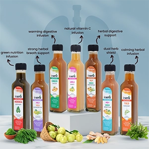 Wealthy herbal Juice blend with amla, ginger, tulsi, ACV, and honey for daily immunity and digestive support.
