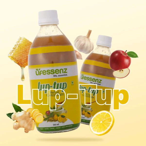 Lup-Tup natural ginger garlic lemon ACV and honey drink supports heart health and circulation daily