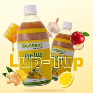 Lup-Tup natural heart drink combines ginger, garlic, lemon, ACV, & honey for cardiovascular support
